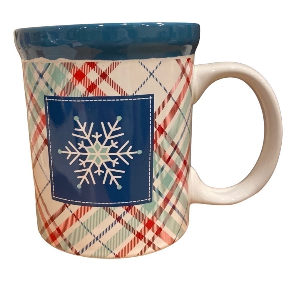 LARGE plaid snowFlake mug